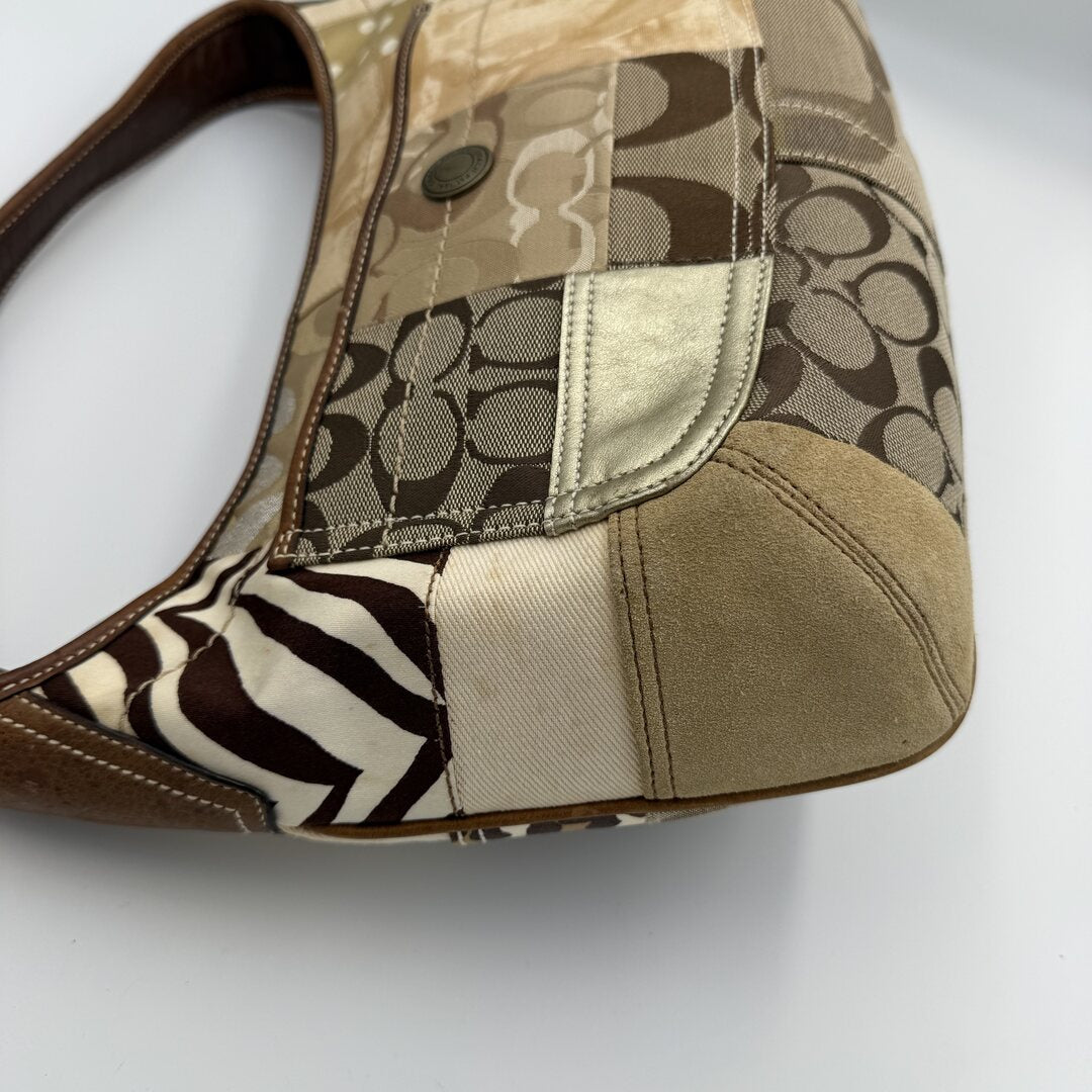 Coach Signature Cheetah Patchwork Hobo Shoulder Bag