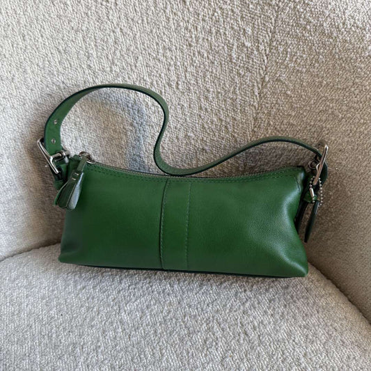 Coach Baguette Green Leather Shoulder Bag