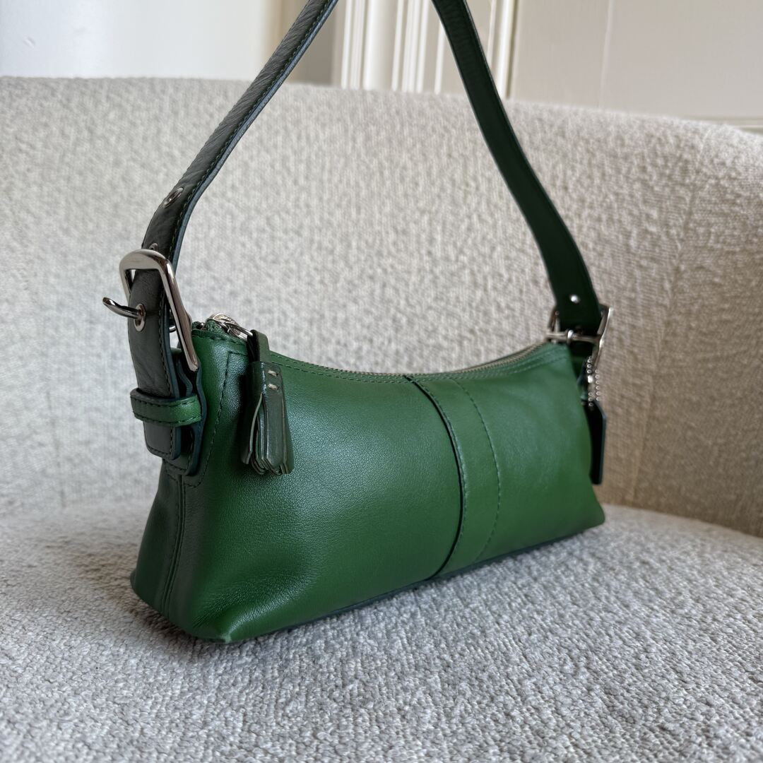 Coach Baguette Green Leather Shoulder Bag