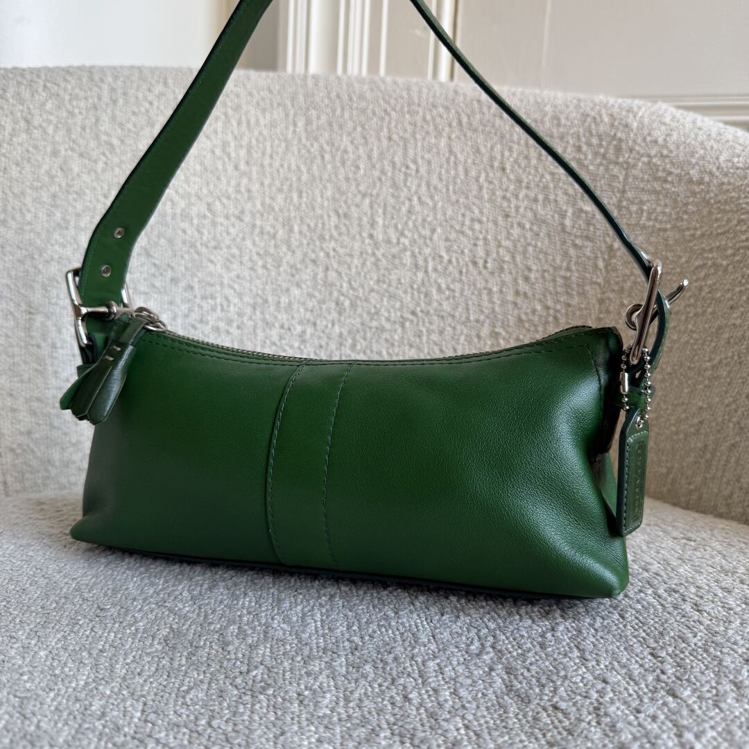 Coach Baguette Green Leather Shoulder Bag