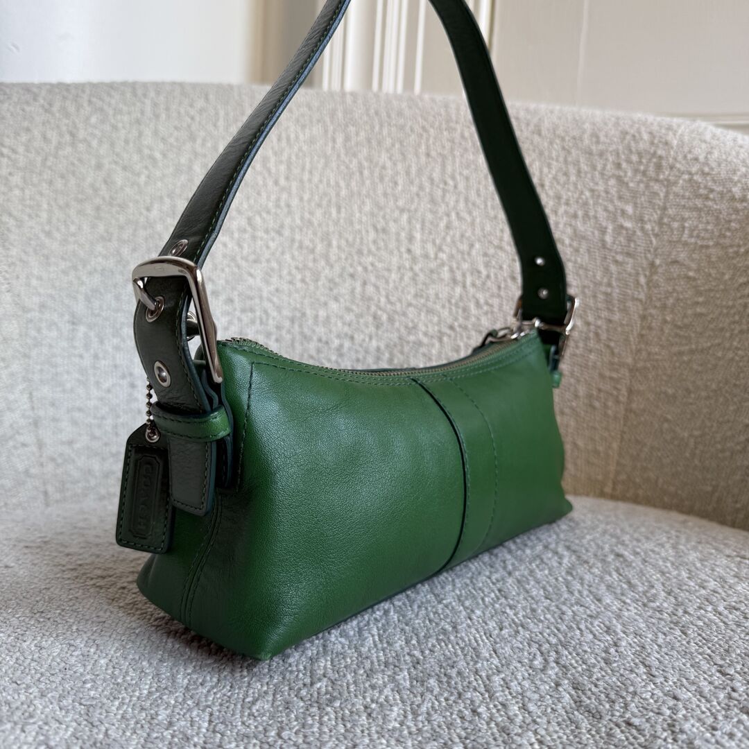 Coach Baguette Green Leather Shoulder Bag