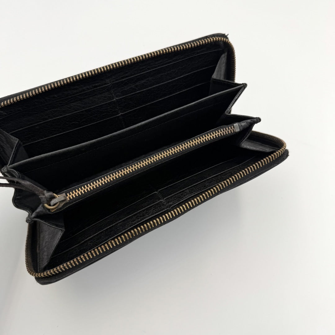 Balenciaga Giant 21 Continental Leather Black Zip Wallet