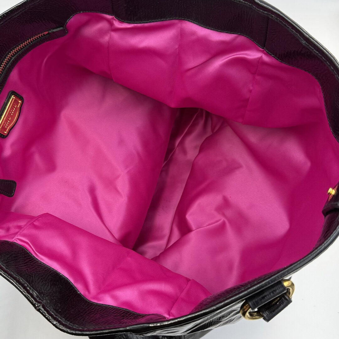 Miu Miu Patent Black Leather Tote Bag