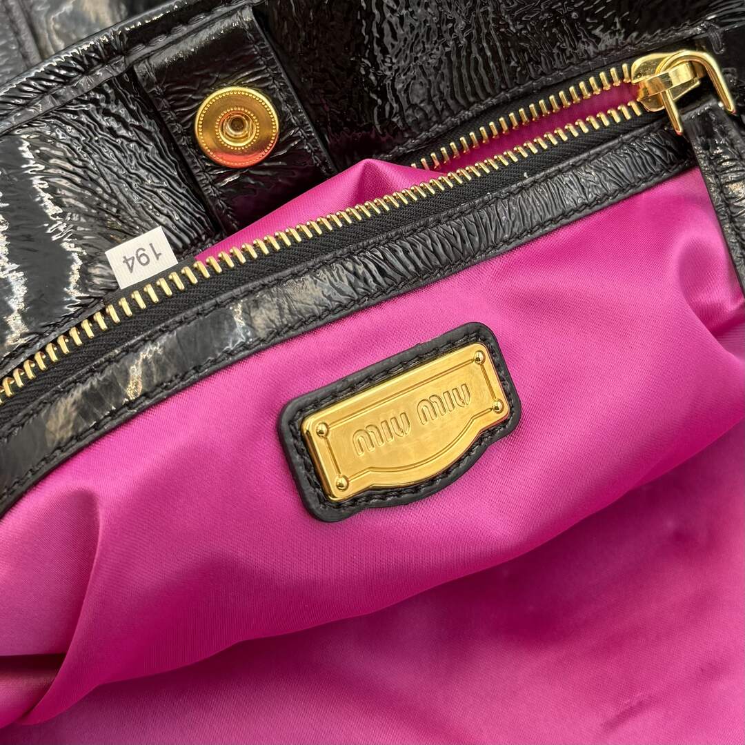 Miu Miu Patent Black Leather Tote Bag
