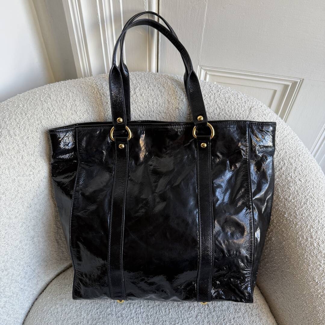 Miu Miu Patent Black Leather Tote Bag