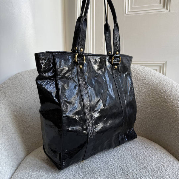 Miu Miu Patent Black Leather Tote Bag