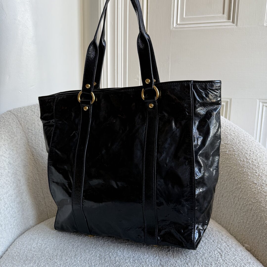 Miu Miu Patent Black Leather Tote Bag