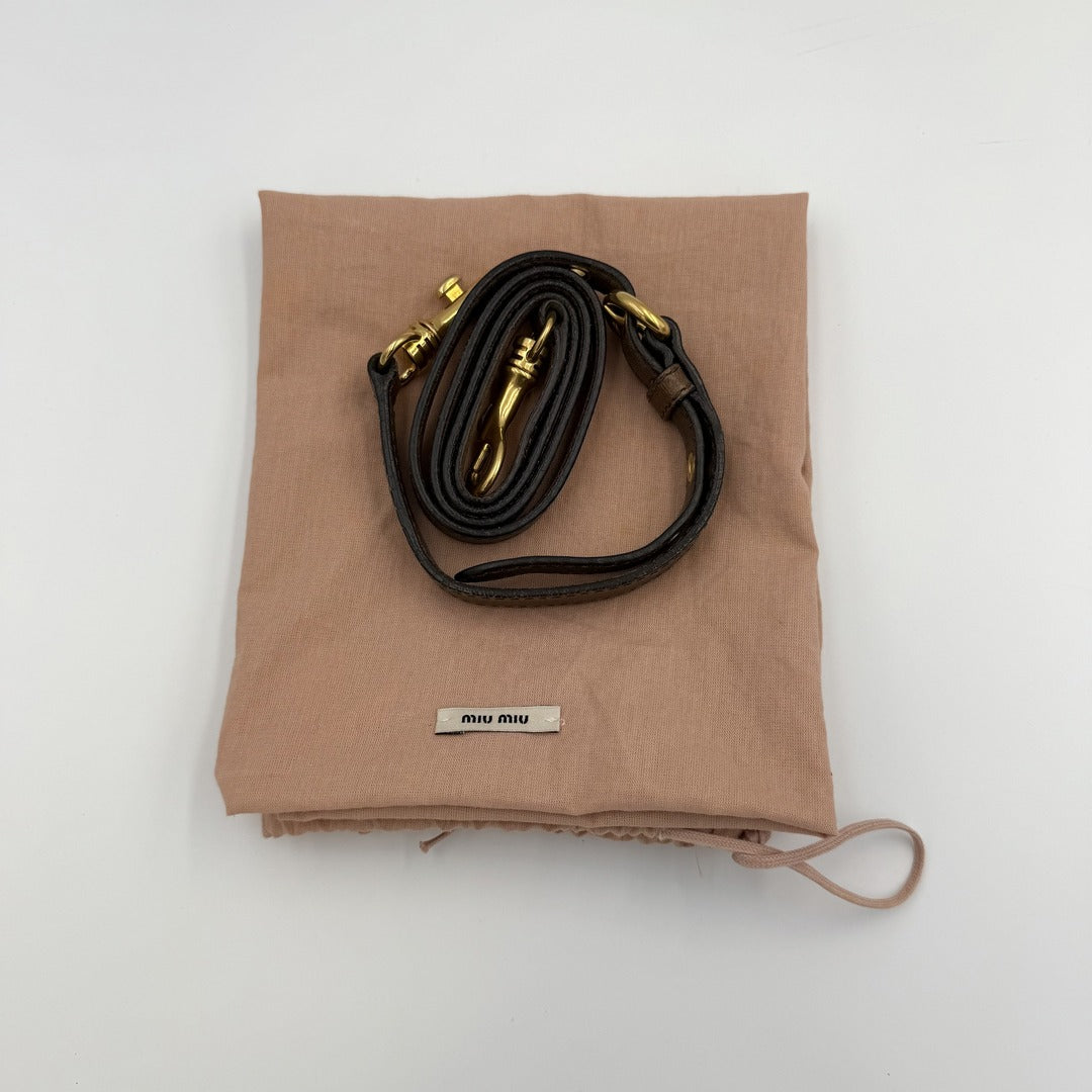 Miu Miu Grommet Chevron Brown Leather Handbag