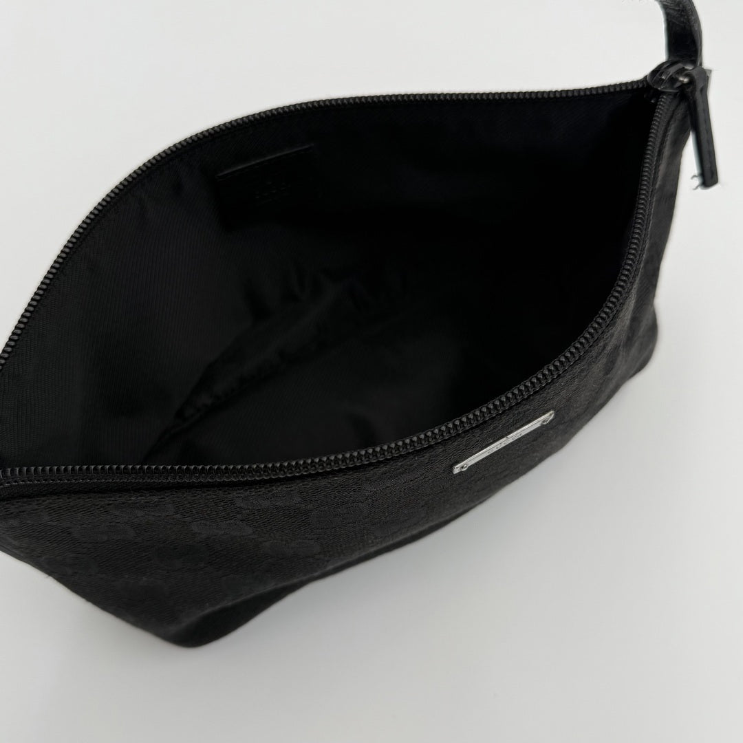 Gucci GG Monogram Black Boat Pochette Handbag