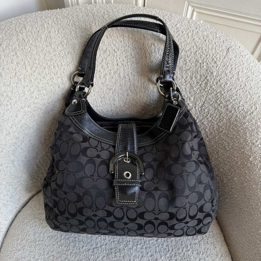 Coach Signature Hobo Black Shoulder Bag