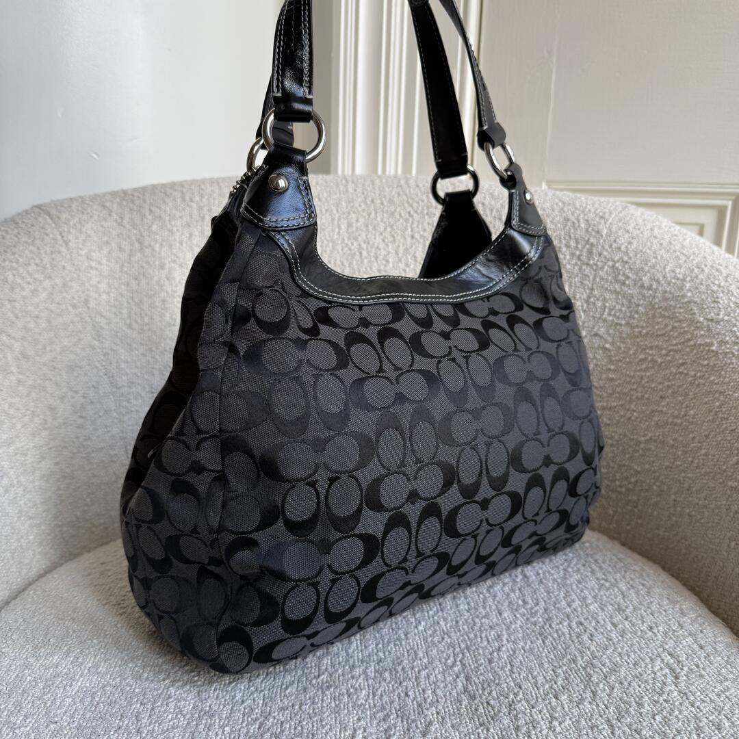Coach Signature Hobo Black Shoulder Bag