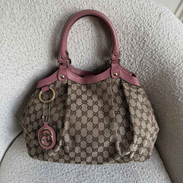 Gucci GG Canvas Sukey Pink Tote Bag