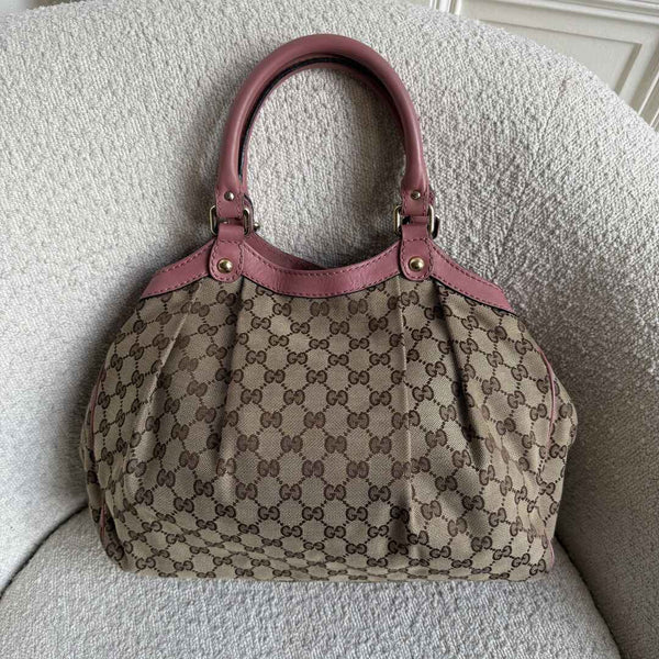 Gucci GG Canvas Sukey Pink Tote Bag