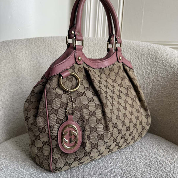 Gucci GG Canvas Sukey Pink Tote Bag