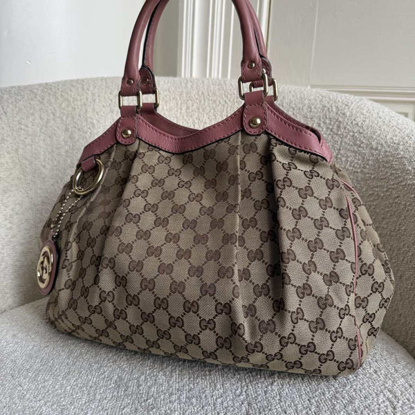 Gucci GG Canvas Sukey Pink Tote Bag