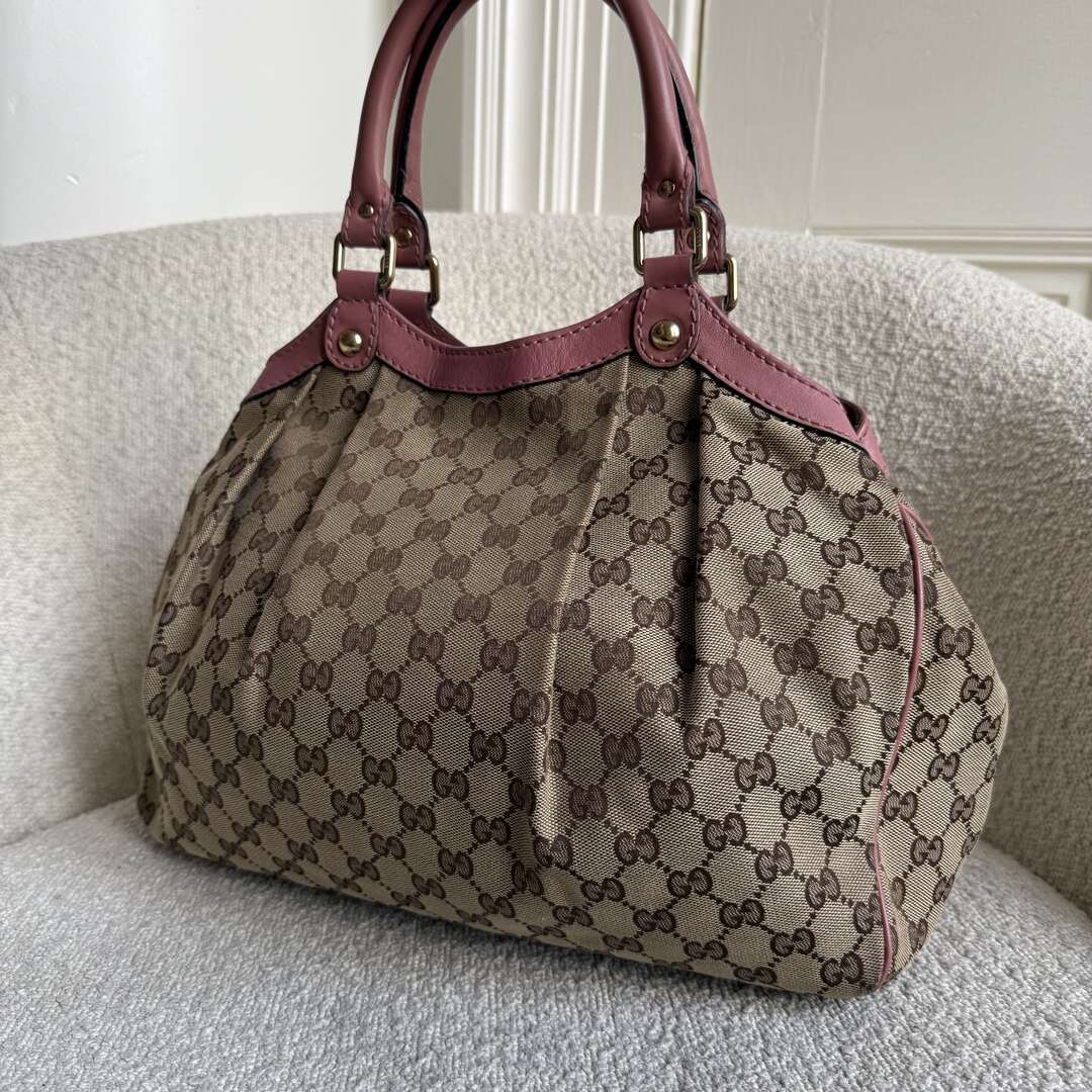 Gucci GG Canvas Sukey Pink Tote Bag