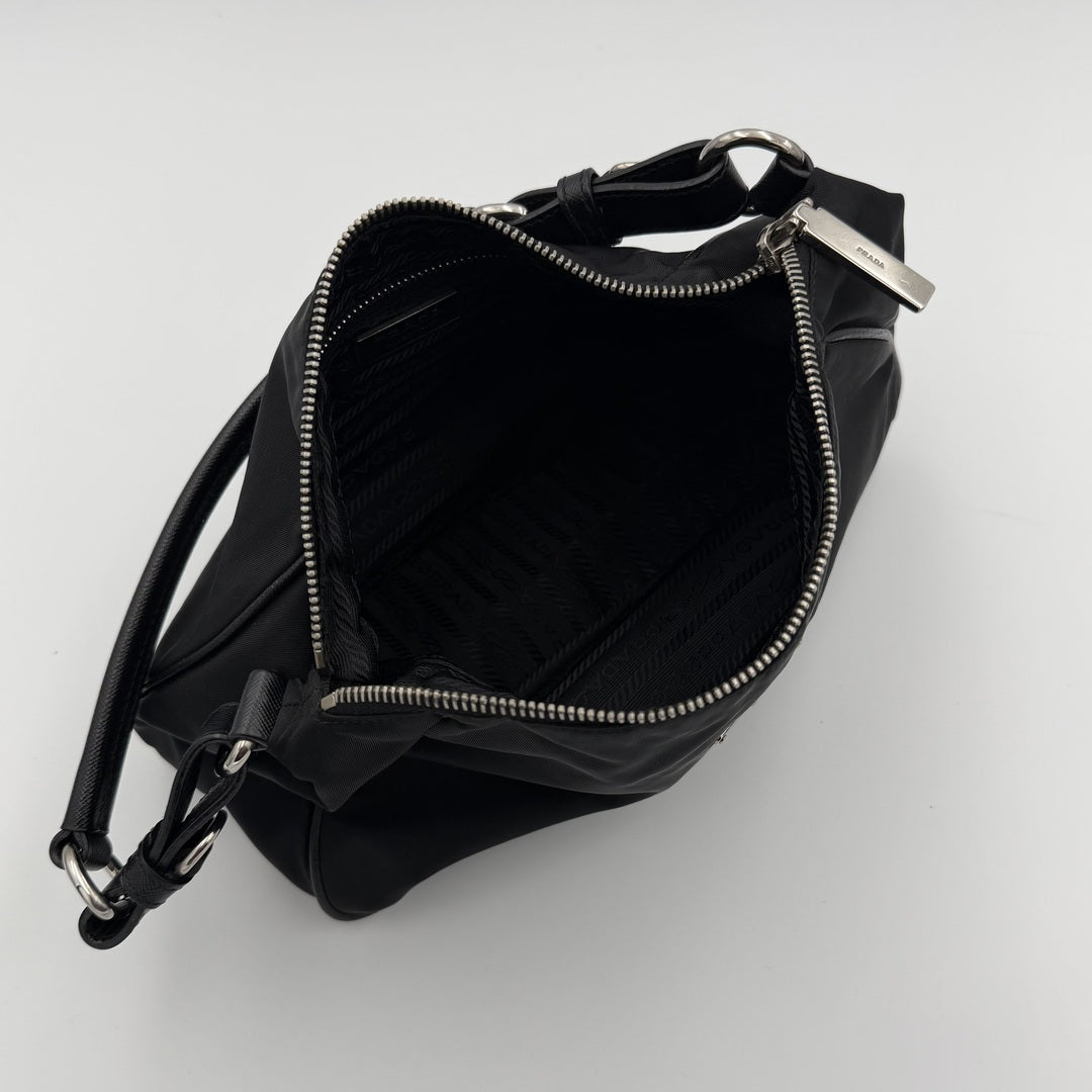 Prada Tessuto Hobo Nylon Black Shoulder Bag