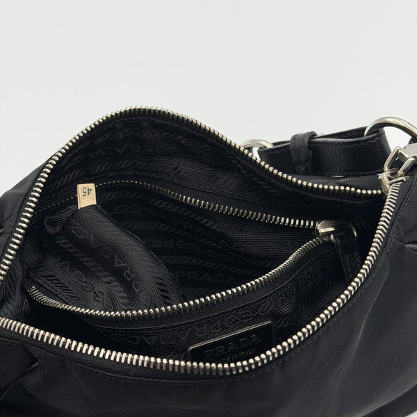 Prada Tessuto Hobo Nylon Black Shoulder Bag