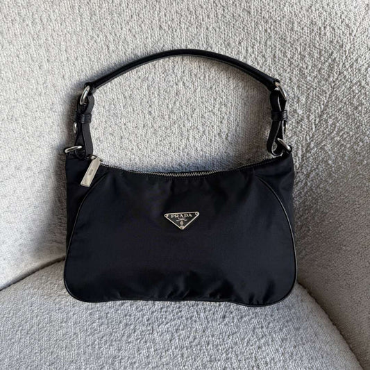 Prada Tessuto Hobo Nylon Black Shoulder Bag