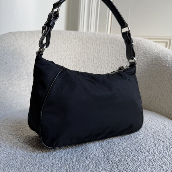 Prada Tessuto Hobo Nylon Black Shoulder Bag