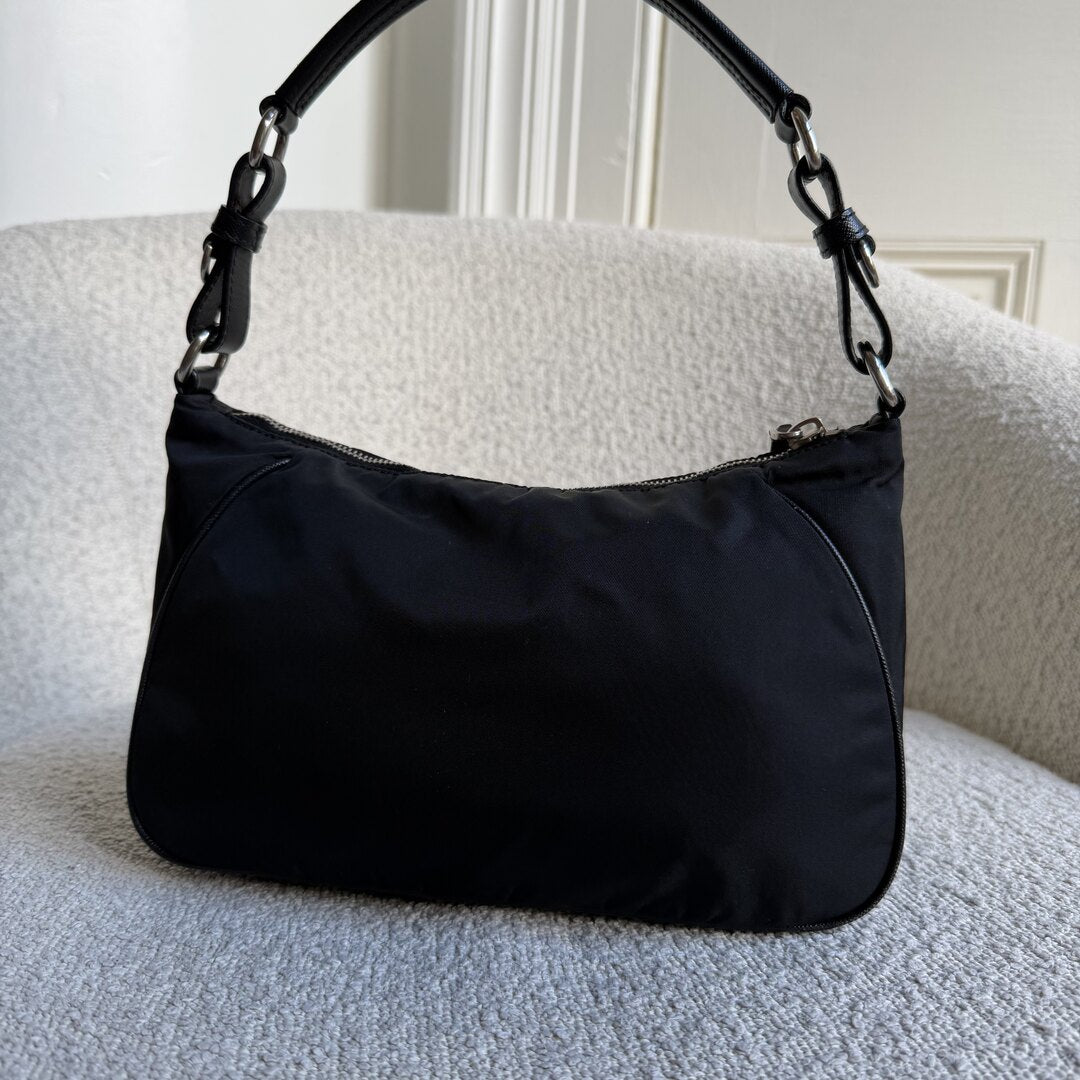 Prada Tessuto Hobo Nylon Black Shoulder Bag