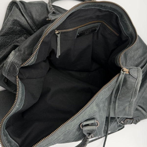 2011 Balenciaga Motocross Classic Weekender Dark Green Handbag