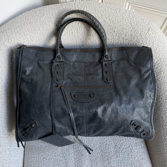 2011 Balenciaga Motocross Classic Weekender Dark Green Handbag