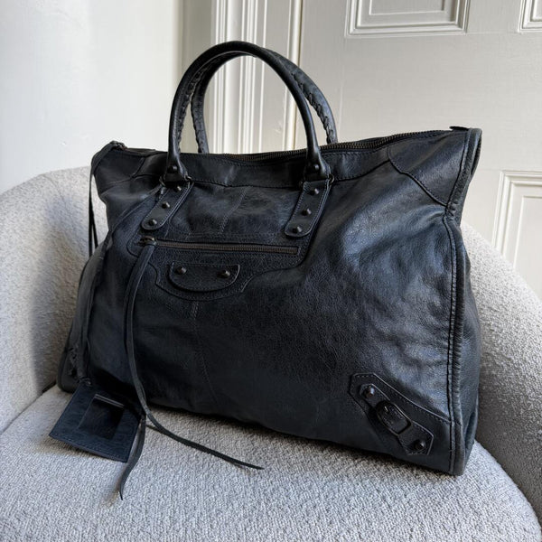 2011 Balenciaga Motocross Classic Weekender Dark Green Handbag