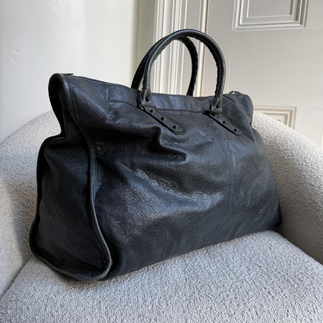 2011 Balenciaga Motocross Classic Weekender Dark Green Handbag