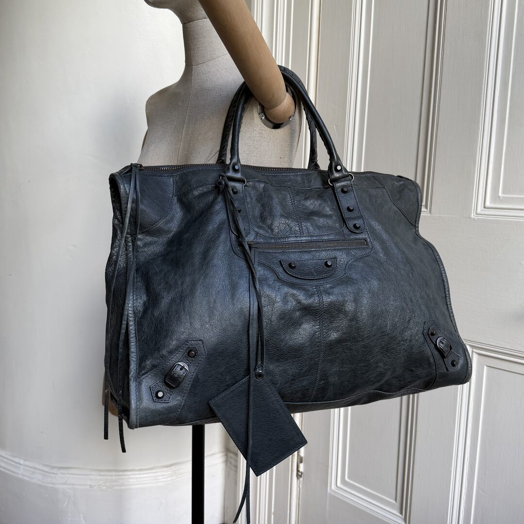 2011 Balenciaga Motocross Classic Weekender Dark Green Handbag