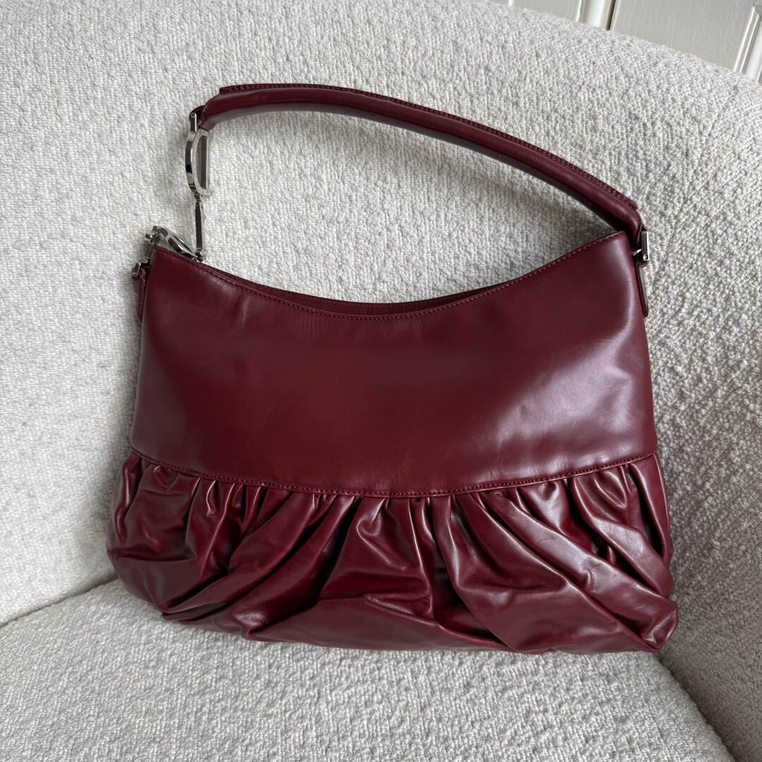 Rare Dior Corset Ballerina Bordeaux Leather Shoulder Bag