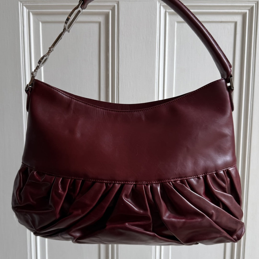 Rare Dior Corset Ballerina Bordeaux Leather Shoulder Bag