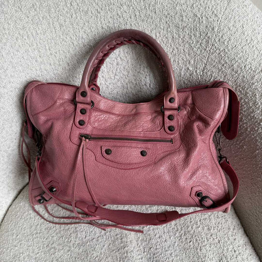 2013 Balenciaga The City Leather Pink Shoulder Bag