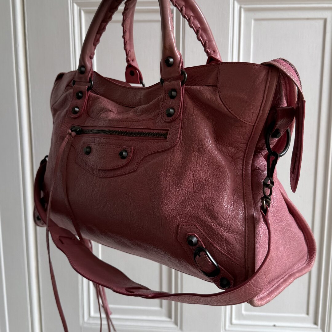 2013 Balenciaga The City Leather Pink Shoulder Bag