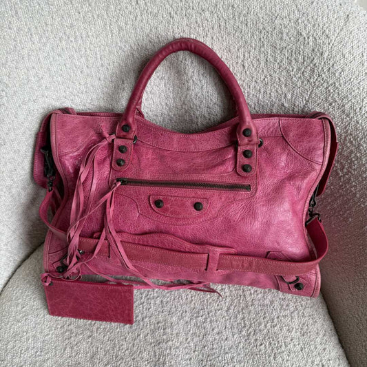 2010 Balenciaga The City Leather Pink Shoulder Bag