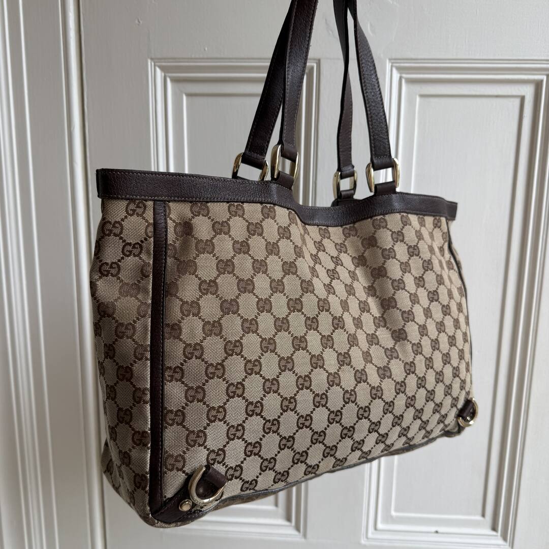 Gucci GG Canvas Abbey D-Ring Brown Tote Bag