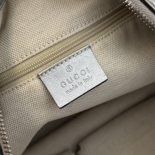 Gucci Sukey Metallic Silver Leather Shoulder Bag