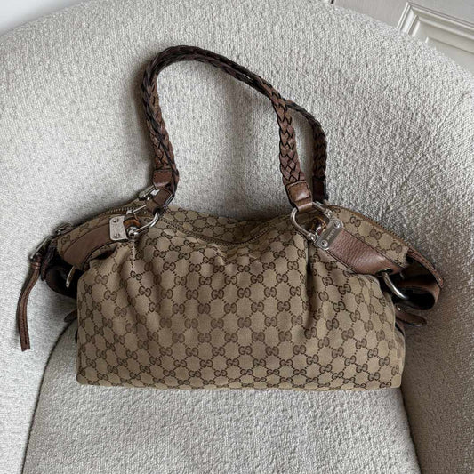 Gucci GG Canvas Bamboo Brown Shoulder Bag