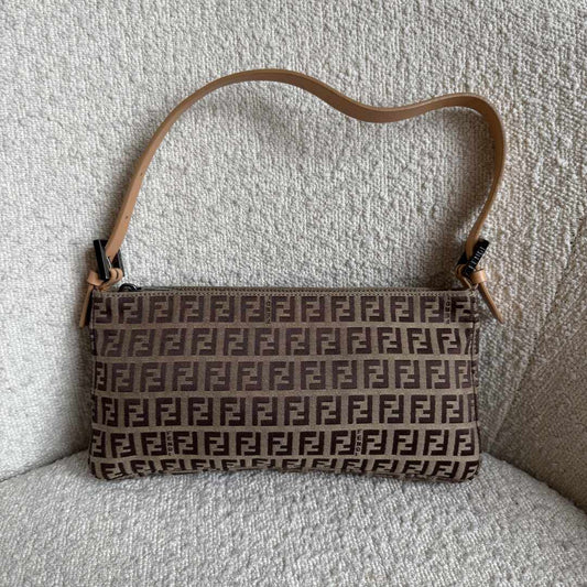 Fendi Zucchino Beige Shoulder Bag