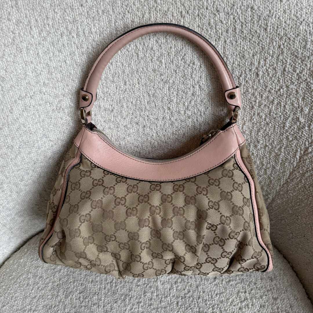 GUCCI ミニトートバッグ Abbey アビー GGキャンバス レザー ピンク Gucci GG Canvas Abbey Pink Shoulder Bag – JennyHayley