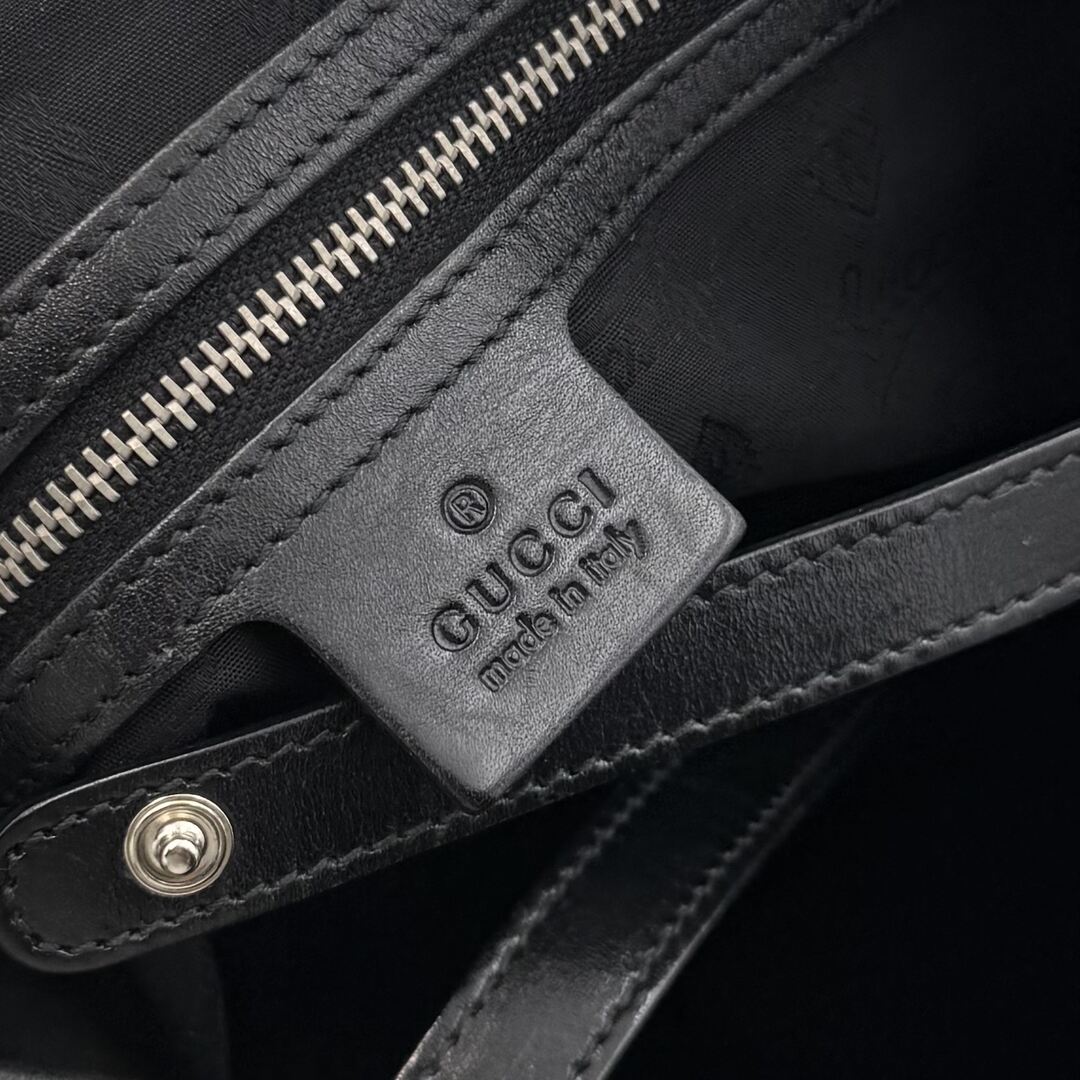 Gucci GG Canvas Twins Black Leather Tote Bag