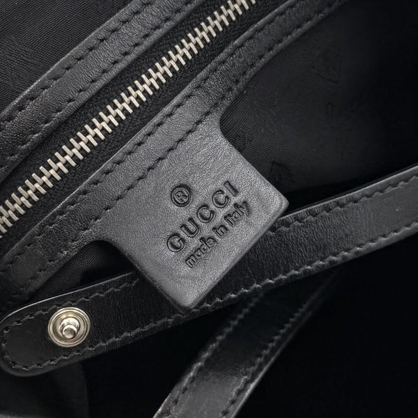 Gucci GG Canvas Twins Black Leather Tote Bag