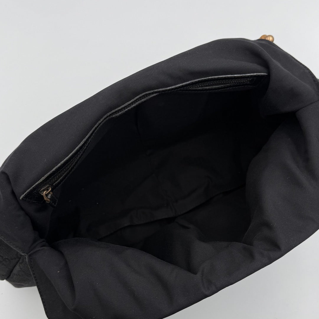 Gucci GG Canvas Bamboo Black Handbag