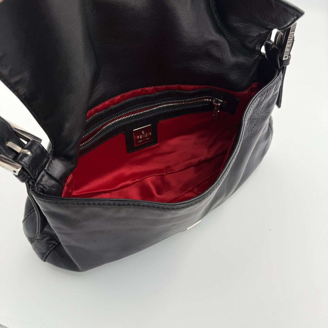 Fendi Mamma Baguette Black Leather Shoulder Bag