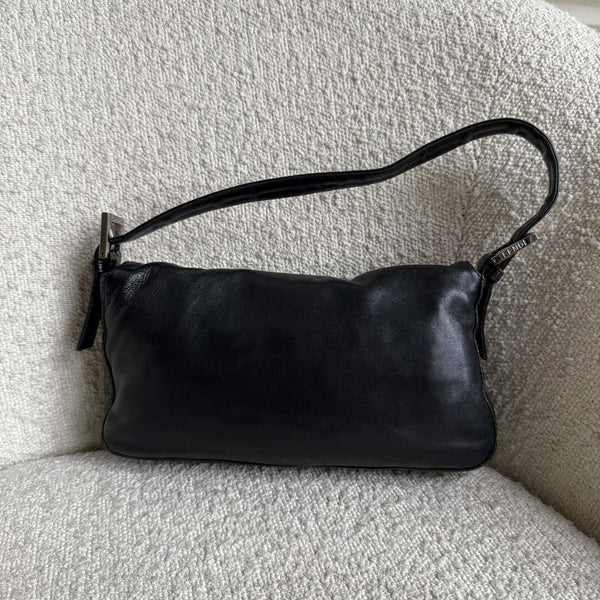 Fendi Mamma Baguette Black Leather Shoulder Bag
