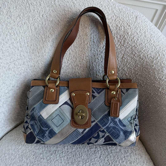 Coach Patchwork Signature Denim Shoulder Bag