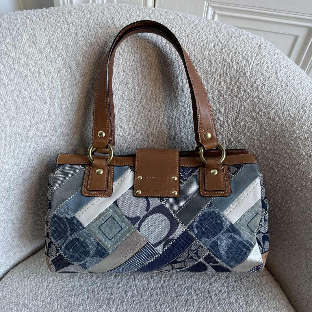 Coach Patchwork Signature Denim Shoulder Bag
