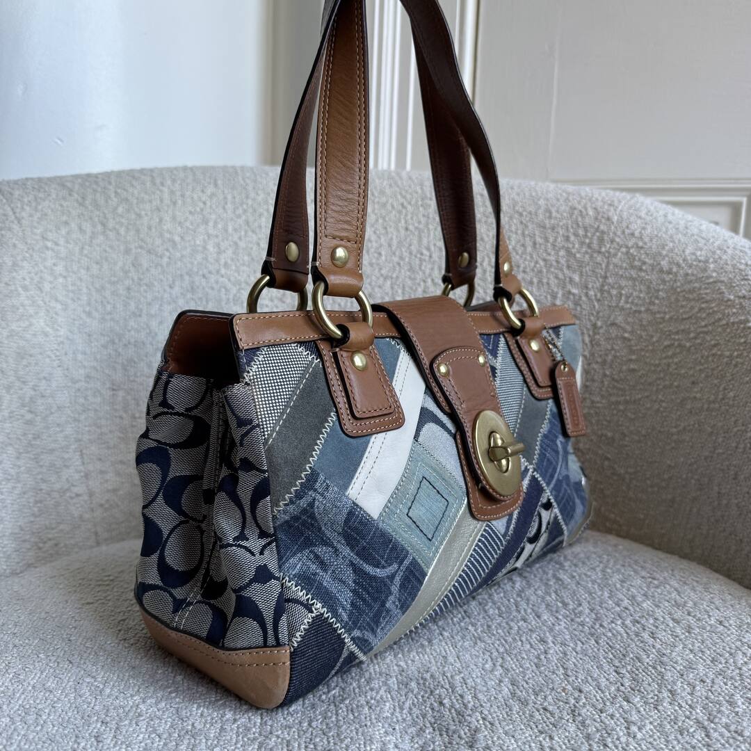 Coach Patchwork Signature Denim Shoulder Bag