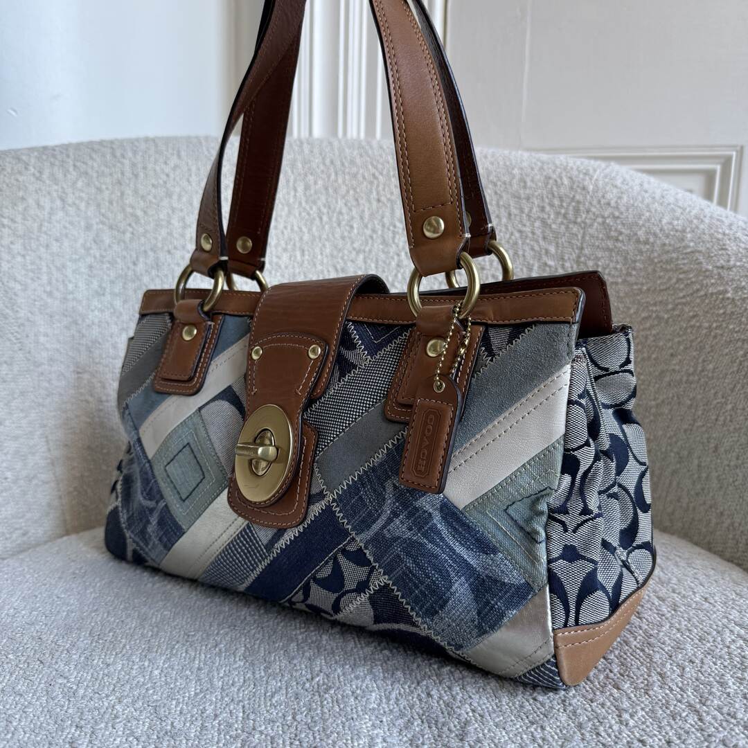 Coach Patchwork Signature Denim Shoulder Bag