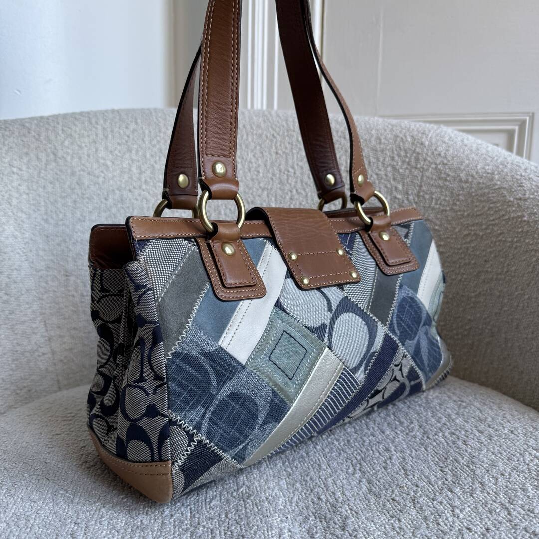 Coach Patchwork Signature Denim Shoulder Bag